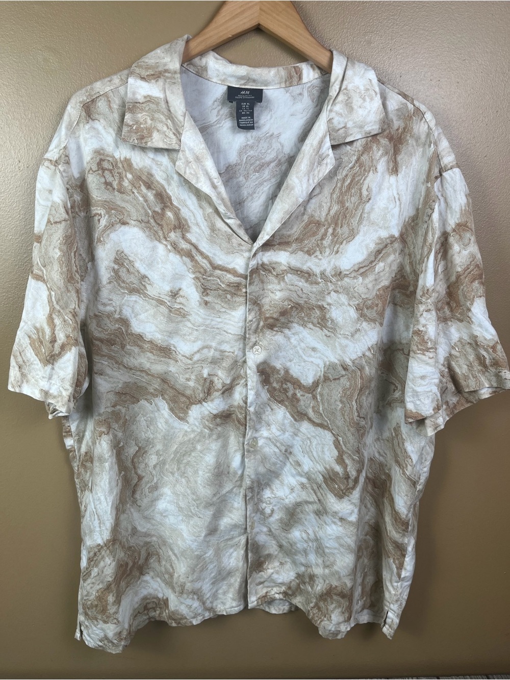 H&M 100% Lyocell Button Up Short Sleeve Men's XL